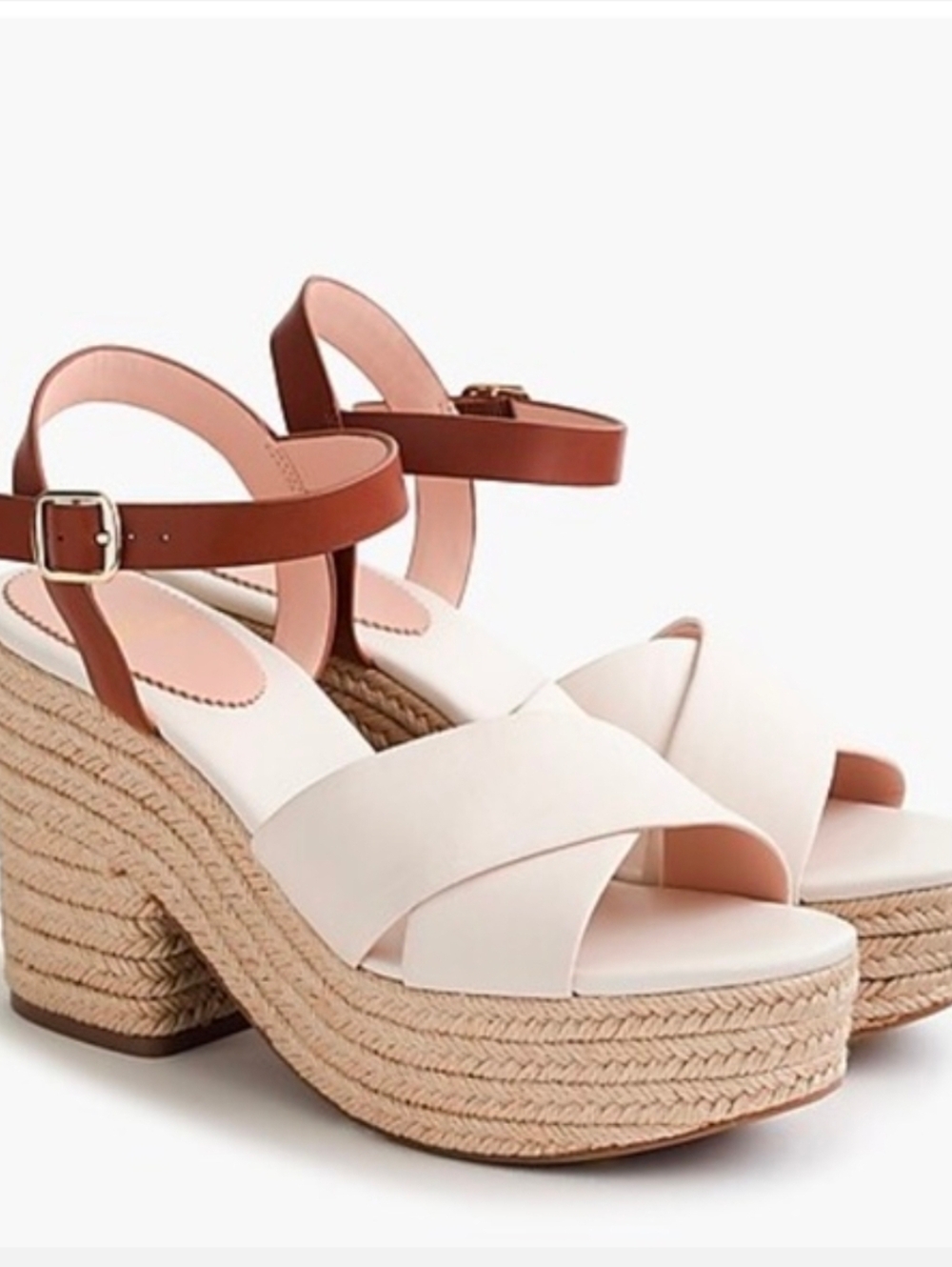 J. Crew Platform Espadrille Sandals Leather Criss Cross Heels Shoes Womens 8.5